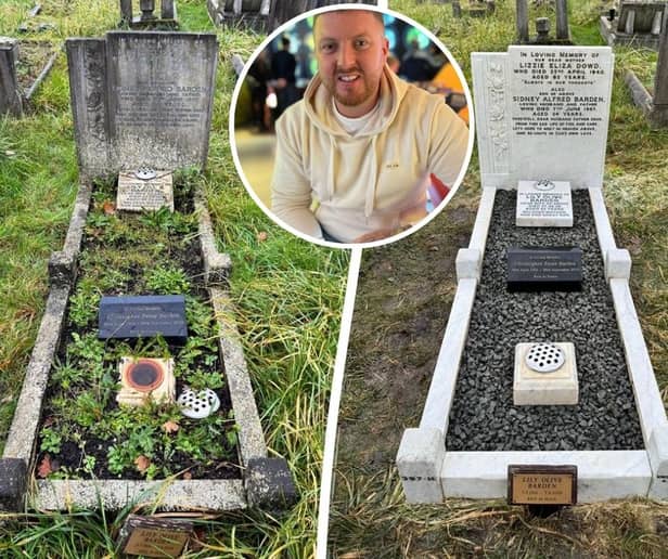 Shaun Tookey cleans graves as a side hustle but hopes one day to make it a full time job. Picture: SWNS