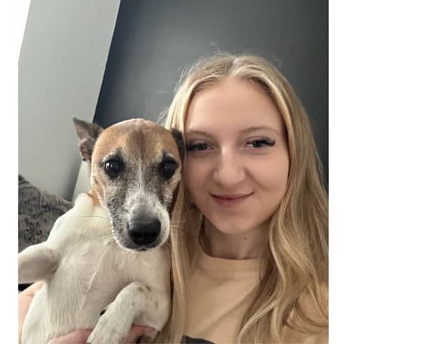 Ellie Chapman claims her pet 10-year-old Jack Russell Ozzy can say her name - and has the footage to prove it Picture: SWNS