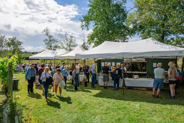 Visitors enjoying food and drink at Open Day