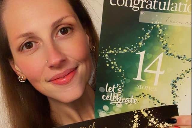 Leanne on Saturday picking up her 14 stone award and becoming a Target member having reached her goal.