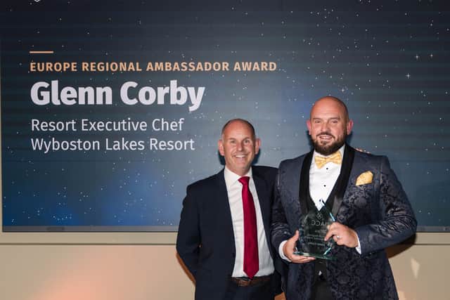 Glenn Corby (right) receives the IACC European Ambassador Award from Mark Cooper, CEO IACC