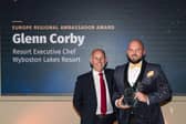 Glenn Corby (right) receives the IACC European Ambassador Award from Mark Cooper, CEO IACC
