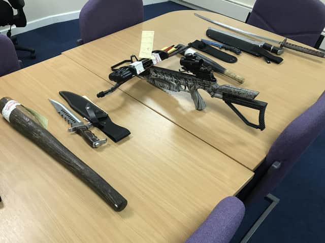 Some of the seized weapons