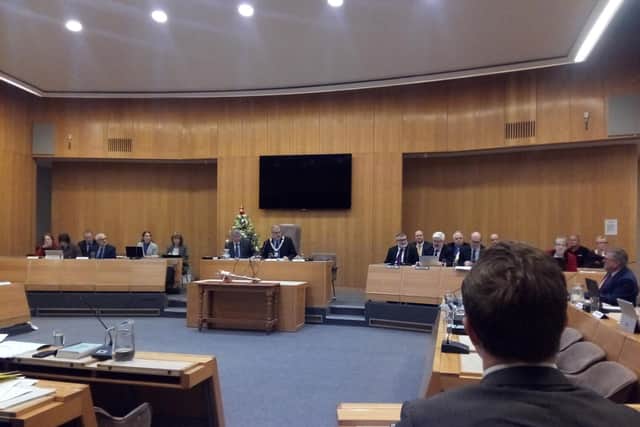 Bedford Borough Council's chamber during Wednesday's meeting