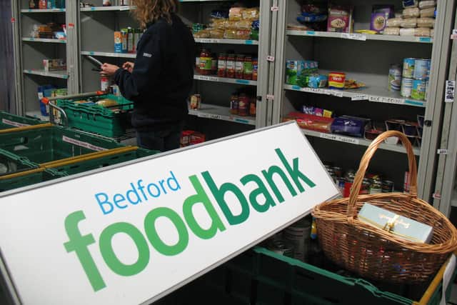 The team at Bedford Foodbank's warehouse, sorting the donations