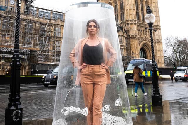 Candice Brown protested outside Parliament