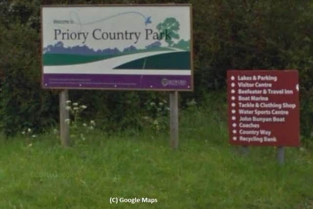 Nick had a motorcycle accident in a car park at Priory Country Park last Saturday (C) Google Maps