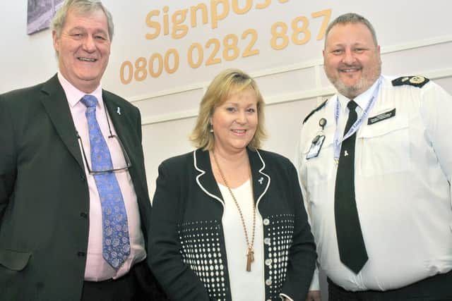 Police and Crime Commissioner Kathryn Holloway, Bedfordshire Police Chief Constable Garry Forsyth and Paul Cain from the Police and Crime Panel