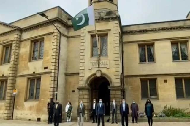 Bedfordians of Pakistani origin celebratedin a graceful flag raising ceremony held at the Old TownHall