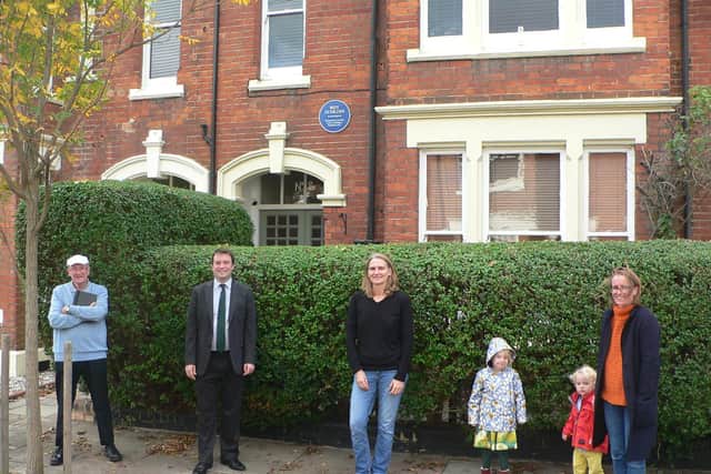 From left, Stephen Lill, Cllr Henry Vann, Charlotte Cornwall (owner of No 8) and other residents