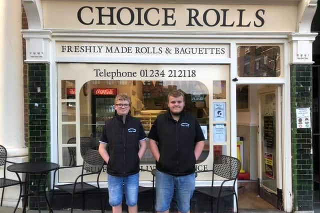 From left, Jordan Woolerson and Darryl Woolerson at Choice Rolls in Bedford