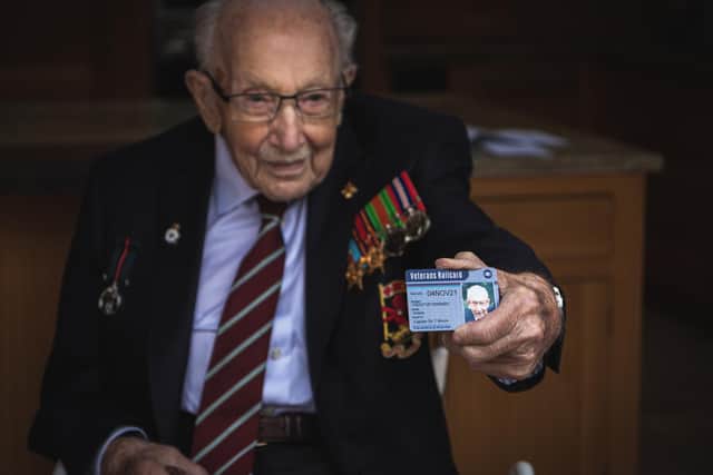 Captain Sir Tom Moore with his Veteran Railcard