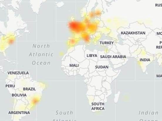 This map on downdetector.com showed the extent of the Google crash