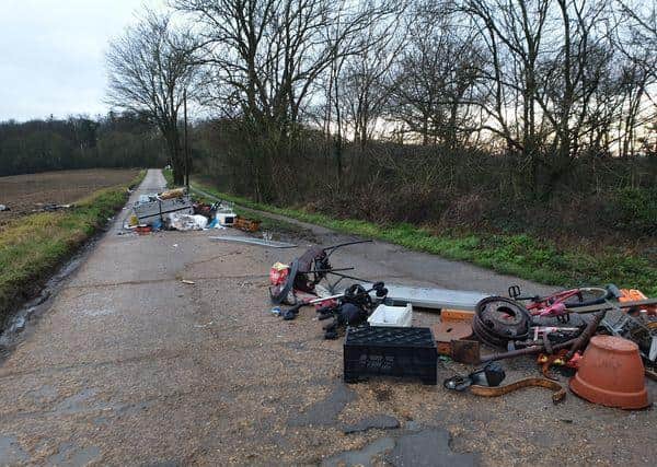 The fly-tipping near Houghton House in Ampthill (Picture by Howard Martin)