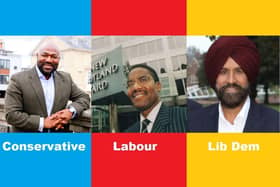 Conservative candidate Festus Akinbusoye, Labour candidate Dr David Michael and Lib Dem candidate Jas Parmar