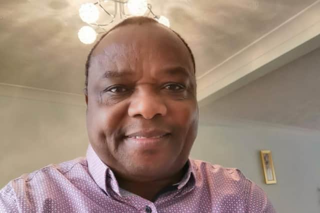 Raymond Mwasaru continues to recover at his Bedford home