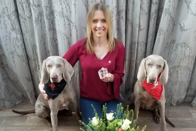 Ambassador winner Marie Dennis with dogs Luna and Liberty