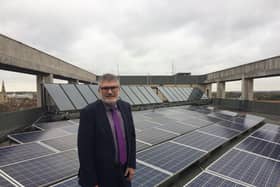 Mayor Dave Hodgson with Borough  Hall Solar Panels