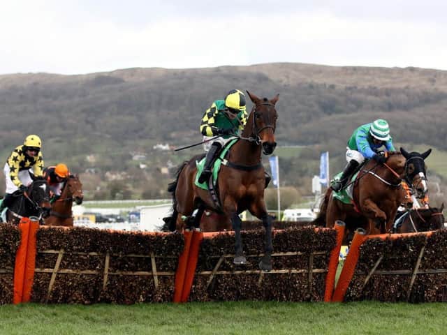 Lisnagar Oscar and Adam Wedge on their way to winning the Paddy Power Stayers' Hurdle