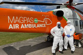 Magpas Air Ambulance enhanced doctor and paramedic team dressed, from head to toe, in donated PPE - thanks to community support