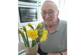 Home Instead clients with letters and flowers to help brighten their day