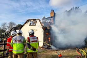 The fire at Water End, Cople (Bedfordshire Fire and Rescue)