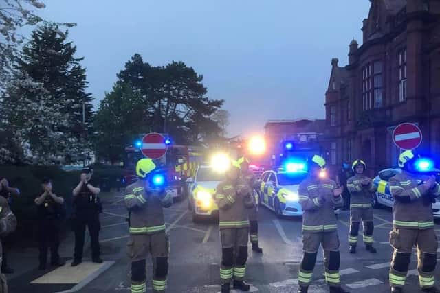 Bedfordshire Fire and Rescue outside Bedford Hospital. Photo by Bedfordshire Fire and Rescue