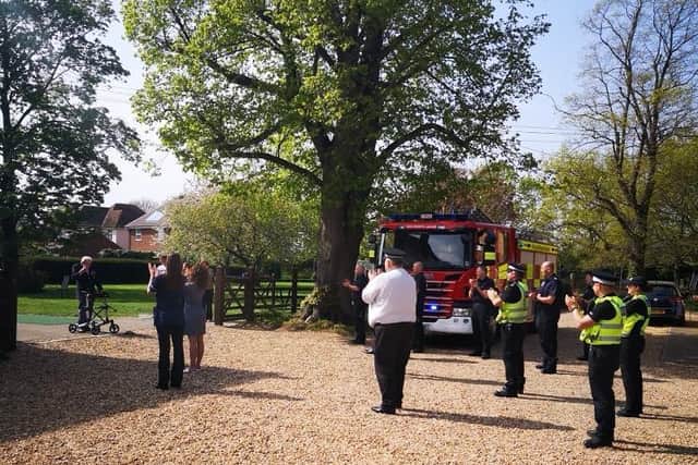 Bedfordshire's emergency services clap for Captain Tom Moore