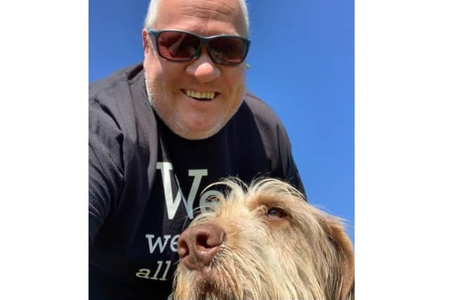Gary and his dog are walking to raise money for Fight Bladder Cancer