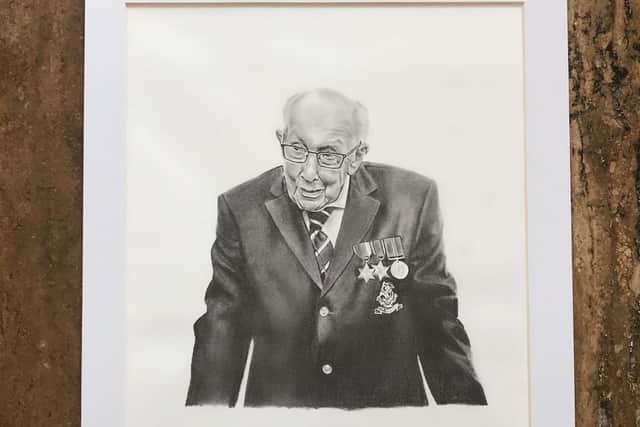 An artist has created a piece of art of Colonel Tom Moore to raise money for the NHS