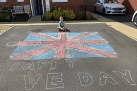 Beaver Scout Josh chalked the Union Flag on his driveway