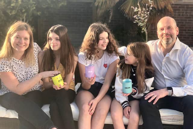 Hayley and Simon with their daughters Amelie, Eva and Ella