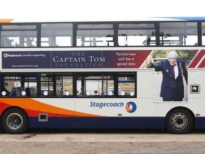 Stagecoach East is paying tribute to NHS hero Captain Tom Moore by branding a bus in his honour