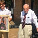 Bedford's Captain Tom Moore was with his grandson Benjie when he was presented with his national salute mosaic from the BBC