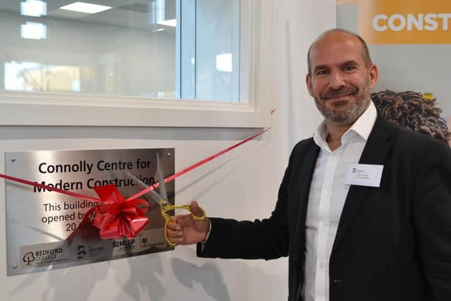 Mark Farmer Government Champion of modern methods of construction opening the new centre at Bedford College today (Wednesday)