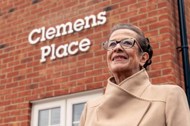 Janet Clemens outside Clemens Place in Ampthill