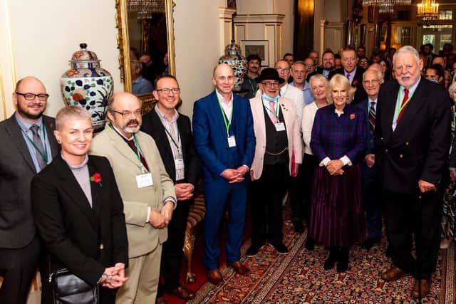 Geoff Curle (third from left) and guests from Emmaus with Her Royal Highness, The Duchess of Cornwall and Emmaus UK president Terry Waite
