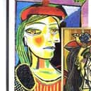 After Pablo Picasso (1881-1973), Femme au Beret Rouge, coloured reproduction, together with Weeping Woman. Est £100 - £150