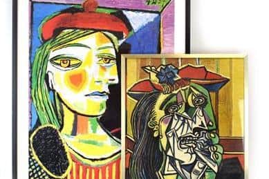 After Pablo Picasso (1881-1973), Femme au Beret Rouge, coloured reproduction, together with Weeping Woman. Est £100 - £150