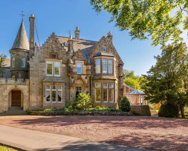 A highly impressive baronial villa with history. Stunning gardens include a sunken pond, a patio area and a listed 'summer house'.