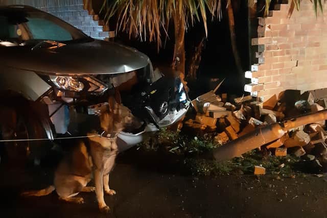 Speeding car crashes into garden wall in Kempston following police chase