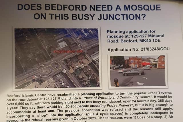 A leaflet sent to Bedford residents