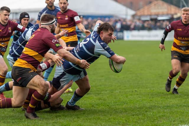 Action from Ampthill's 20-10 win over Bedford Blues at Goldington Road (Picture Claire Jones - www.redhatphoto.co.uk)