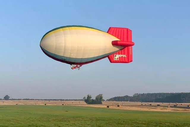 The airship is flying from Santa Pod to Cardington