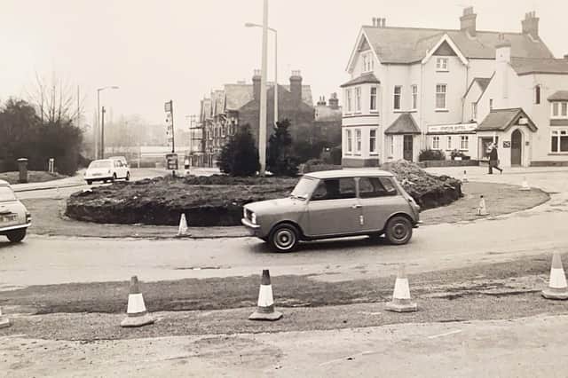 The Station roundabout in Horsham, January 1980