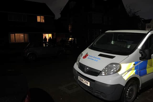 Police at the property in Cutcliffe Grove this morning (Wednesday)