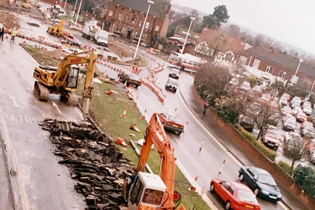 Road changes in Albion Way in January 1995