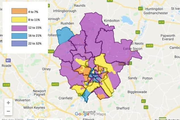 A map showing how parts of the borough are impacted by fuel poverty