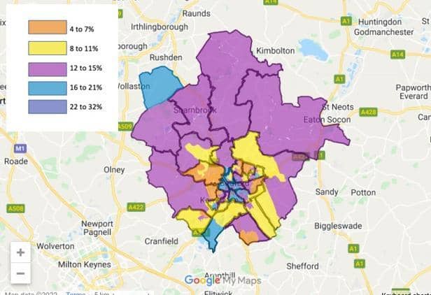 A map showing how parts of the borough are impacted by fuel poverty