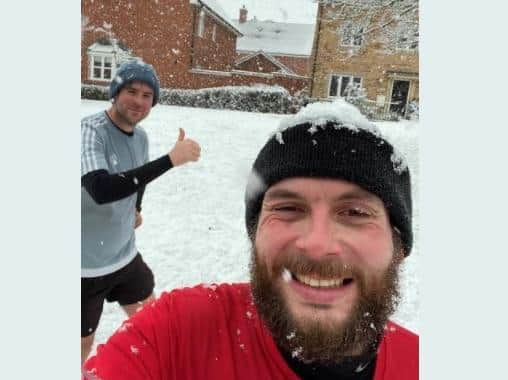Etonbury Academy Head of PE Matt Pullinger, left, and Matt Guest, of Kempston Challenger Academy, have been training in all weathers for their seven marathons in seven days fundraising challenge later this year